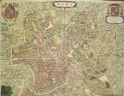 Map of Rome, Engraving from Theatrum Civitates et Admirandorum Italiae by Joan Blaeu