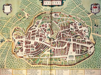Map of Velletri from Theatrum civitatum et admirandorum Italiae by Joan Blaeu