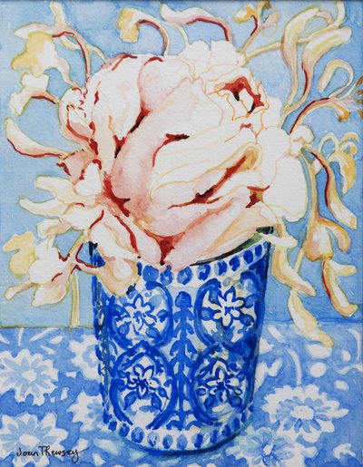Pink Rose and Honeysuckle, 2000 by Joan Thewsey