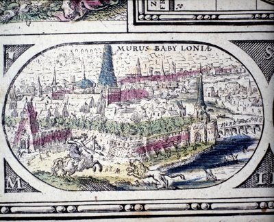 Representation of the Seven Wonders of Antiquity: the Gardens of Babylon. Atlas of Jansson Jannsonius, 1630 by Joannes Jansson