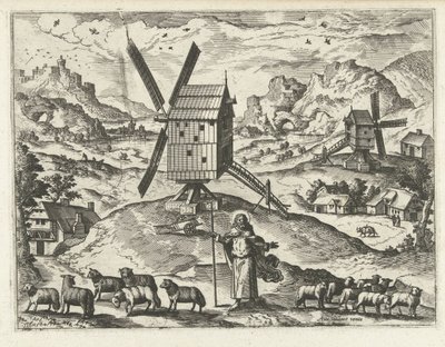 Landscape with Christ as the Good Shepherd by Joannes van Doetechum (I) (attributed to)
