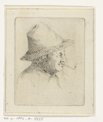 Bust of a Farmer with Hat and Pipe, in Profile by Joannis Jacobus Bijlaert