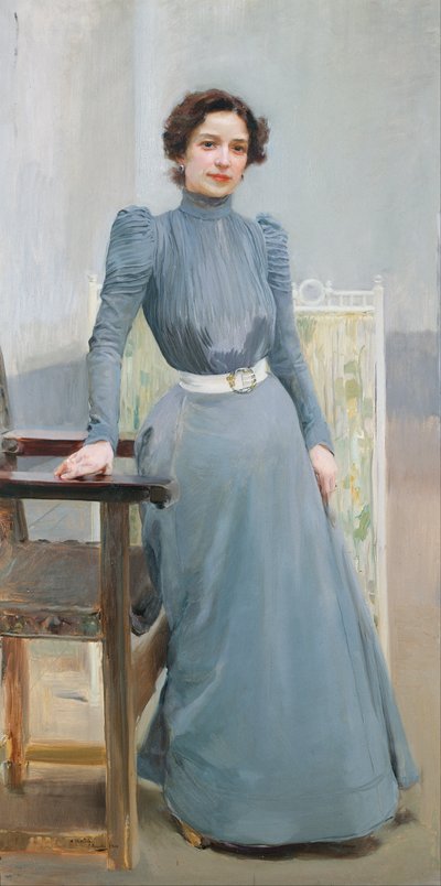 Clotilde in a Grey Dress by Joaquín Sorolla