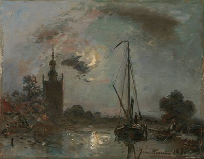 Overschie in the Moonlight by Johan Barthold Jongkind