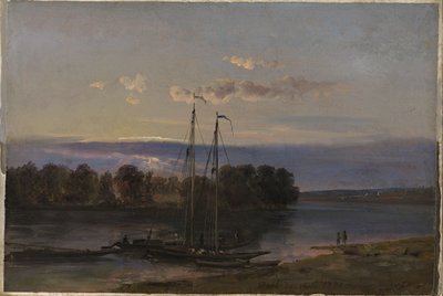 Evening Mood by the Elbe by Johan Christian Dahl
