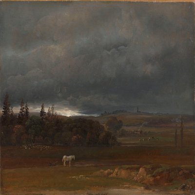 Field Near Dresden with White Horse by Johan Christian Dahl