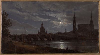 View of Dresden by Moonlight by Johan Christian Dahl