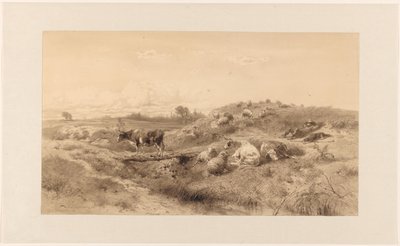 Landscape with Cattle and Resting Shepherd by Johan Daniël Koelman