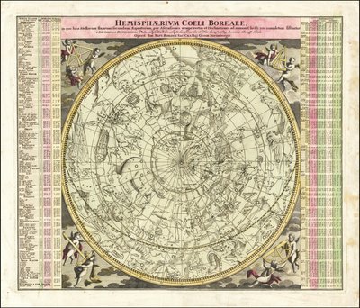 1730 celestial map of the Northern Hemisphere Sky by Johan Gabriel Doppelmayr