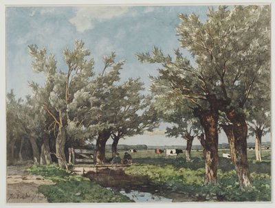 Landscape with a Ditch Where Two Boys Are Fishing by Johan Hendrik Weissenbruch