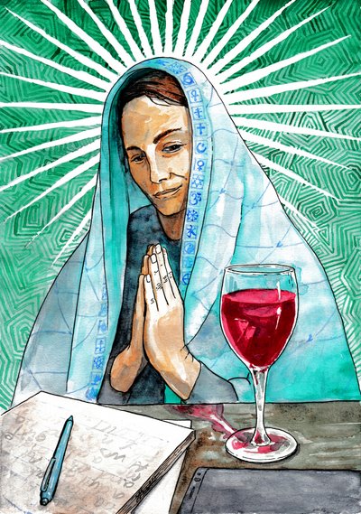 Spiritual Woman Contemplating by Johan Liewendahl