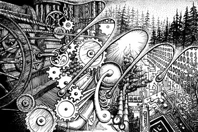 Steampunk Digital Forest by Johan Liewendahl