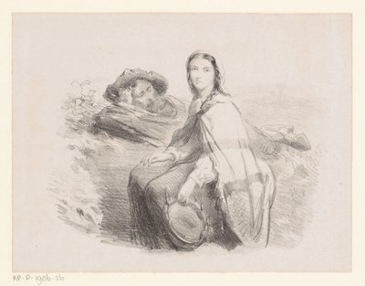 Reclining Man and Woman with Tambourine by Johan Michaël Schmidt Crans (attributed to)