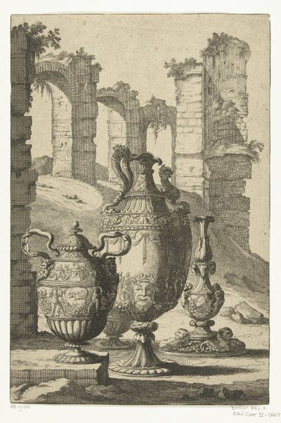 Three Vases and a Candlestick (Materiem Superabat Opus) (Vases and Candlesticks series) by Johan Teyler (attributed to)