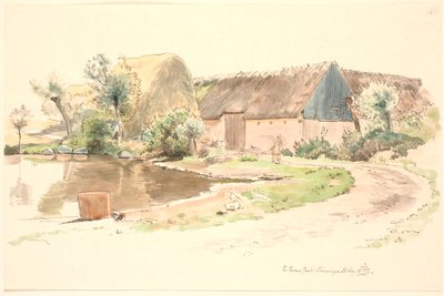 Farmhouse and Village Pond by Johan Thomas Lundbye