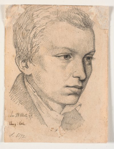 Head of a Young Man, Bearing Some Resemblance to Didrik Brandis by Johan Thomas Lundbye