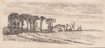 Landscape with a row of trees by Johan Thomas Lundbye