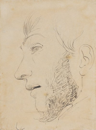 Portrait of a Man in Profile Facing Left, Seen from Below by Johan Thomas Lundbye