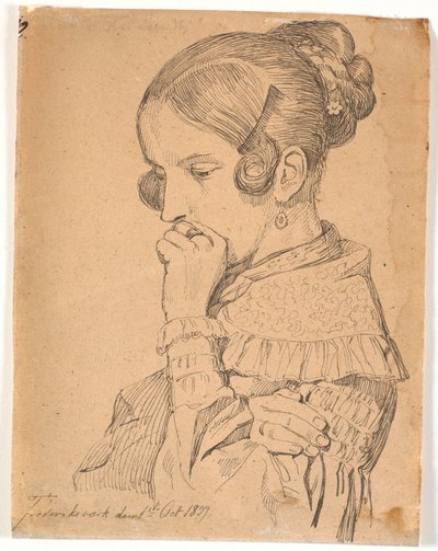 Portrait of a Young Lady, 3/4 Profile to the Left by Johan Thomas Lundbye