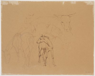 Study of a Grazing Horse, a Foal, and a Lying Cow by Johan Thomas Lundbye