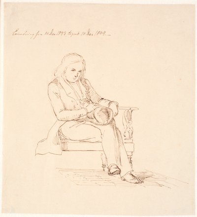 Thorvaldsen Sitting on a Sofa by Johan Thomas Lundbye