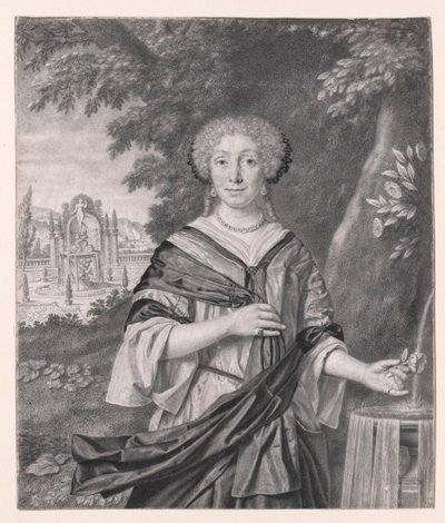 Portrait of a Woman Near a Fountain, a Rose in Her Hand by Johan Thopas