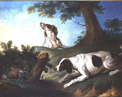 Spaniels Putting Up a Partridge by Johann Michael Baader