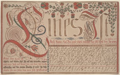 Writing Exercise Vorschrift for Esther Hadmann by Johann Adam Eyer