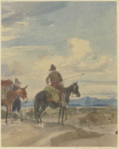 Farmer on Horseback and Mule Driver from the Roman Campagna by Johann Adam Klein