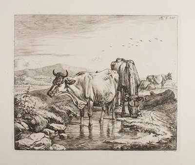 Cattle by a Water Hole by Johann Adam Klein