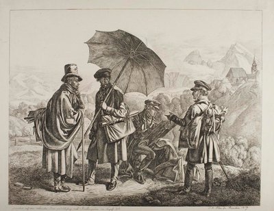Ernst Welker, Johann Christoph Erhard and the Brothers Heinrich and Friedrich Philipp Reinhold on a Picturesque Journey from Salzburg to Berchtesgaden in August 1818 by Johann Adam Klein
