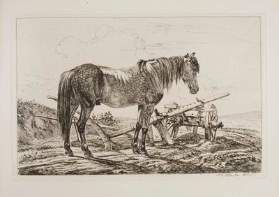 Horse by a Plough by Johann Adam Klein