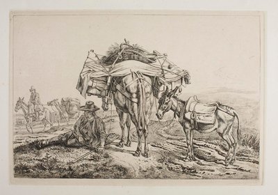Packed Mule in the Campagna by Johann Adam Klein