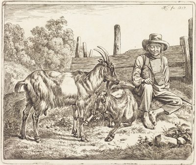 Shepherd Boy with Two Goats by Johann Adam Klein