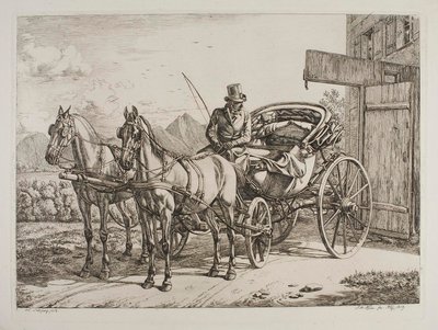Two Horses Harnessed to a Superior Chaise by Johann Adam Klein