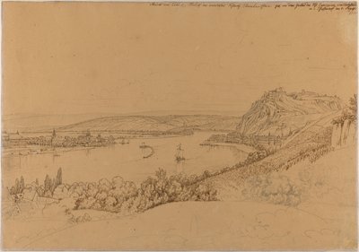 View of Koblenz with the Rhine and Fortress Ehrenbreitstein (recto); View of the Heidelberg Castle (verso) by Johann Adam Klein