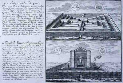 The Labyrinth in Crete and the Temple of Venus, Paphos, Cyprus, both taken from designs found on ancient Roman coins from 