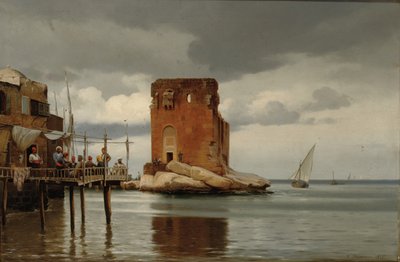Scene of a Harbour with a Toll Port, Beirut by Johann Carl Neumann