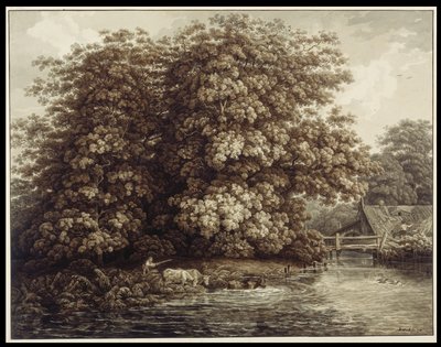 The Mill by the Great Oaks by Johann Christian Reinhart