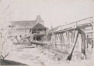 Wooden Bridge with Weir and Watermill by Johann Christian Reinhart