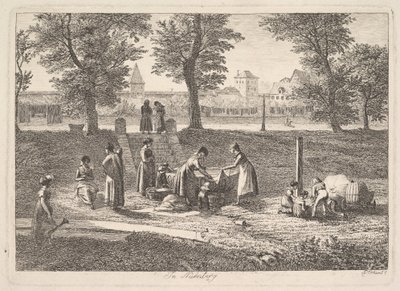 Outdoor Scene of Women in Domestic Activities in Nuremberg by Johann Christoph Erhard