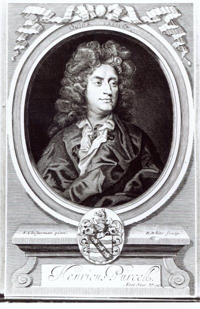 Portrait of Henry Purcell, English composer, engraved by R. White by Johann Closterman