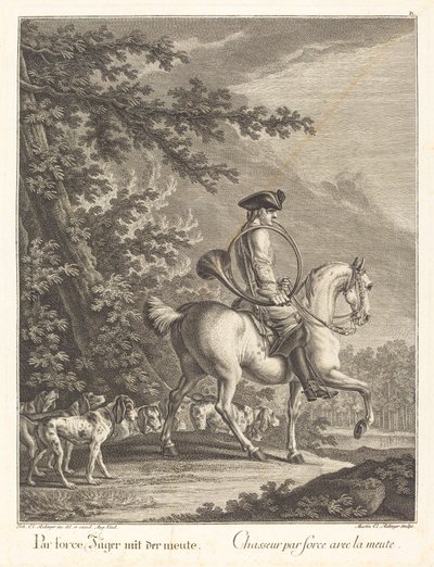 Huntsman with a Pack of Hounds by Johann Elias Ridinger