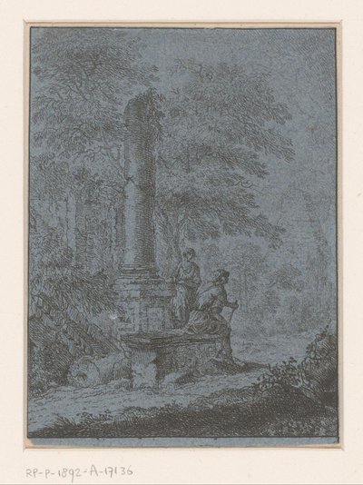 Landscape with Ruins and Two Figures by Johann Friedrich Alexander Thiele
