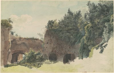 Ancient Roman Ruins Overgrown with Trees and Bushes by Johann Gottfried Klinsky
