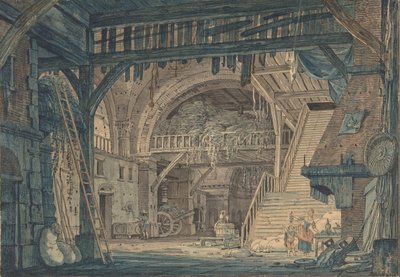 Stage Set Design of an Ancient Roman Ruin being Converted into a Barn, late 18th-mid-19th century by Johann Heinrich Ramberg