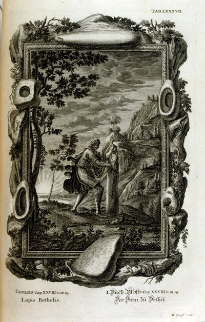 The Stone of Jacob appears in the Book of Genesis as the stone used as a pillow by the Israelite patriarch Jacob at the place later called Bet-El. As Jacob had a vision in his sleep, he then consecrated the stone to God by Johann Jakob Scheuchzer