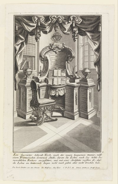 Writing Desk and Chair by Johann Jakob Schübler