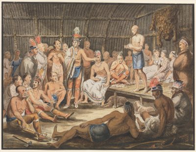 Exhibition of Indian Tribal Ceremonies at the Olympic Theater, Philadelphia by Johann Ludwig (1787-1821) (attr.to) Krimmel