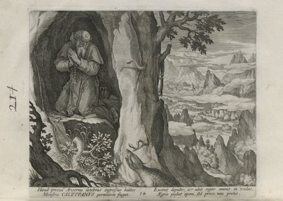 Caluppanus, Plate 14 of 30 from the Series Sylvae Sacrae (Hermits in Landscapes) by Johann Sadeler I